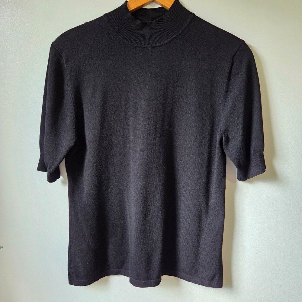 EUC COLDWATER CREEK BLACK MOCK NECK SOFT SWEATER TOP SIZE M 10-12